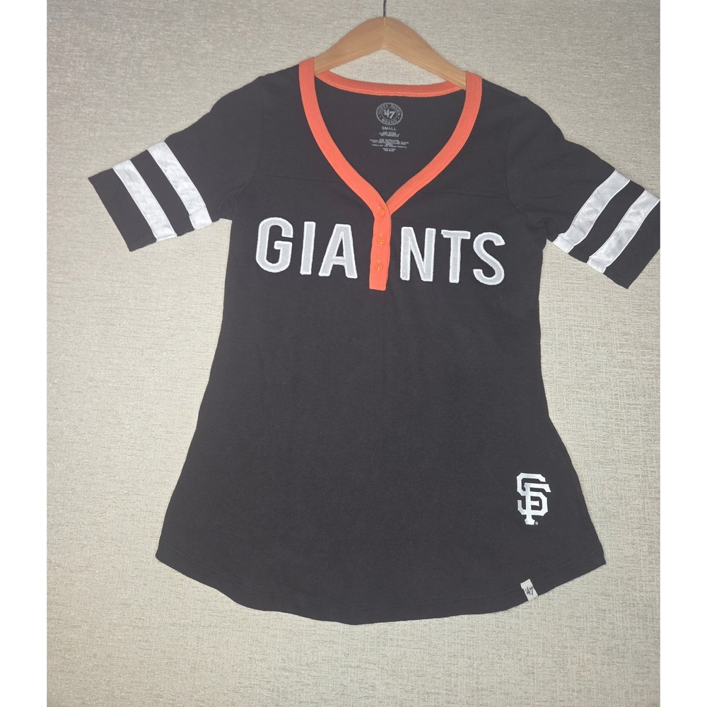 '47 Brand San Francisco Giants Henley T-Shirt Women's Small Black Orange MLB